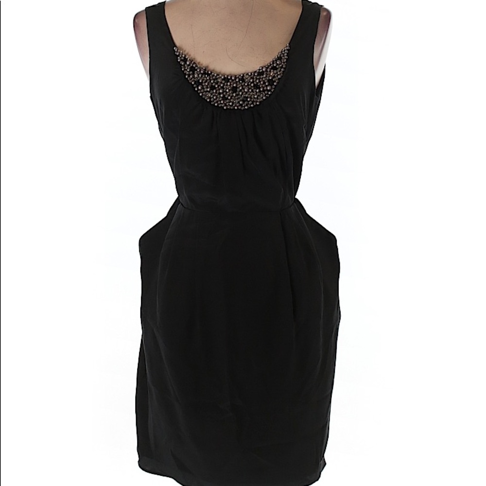 5/48 Silk Dress with Beaded Neckline